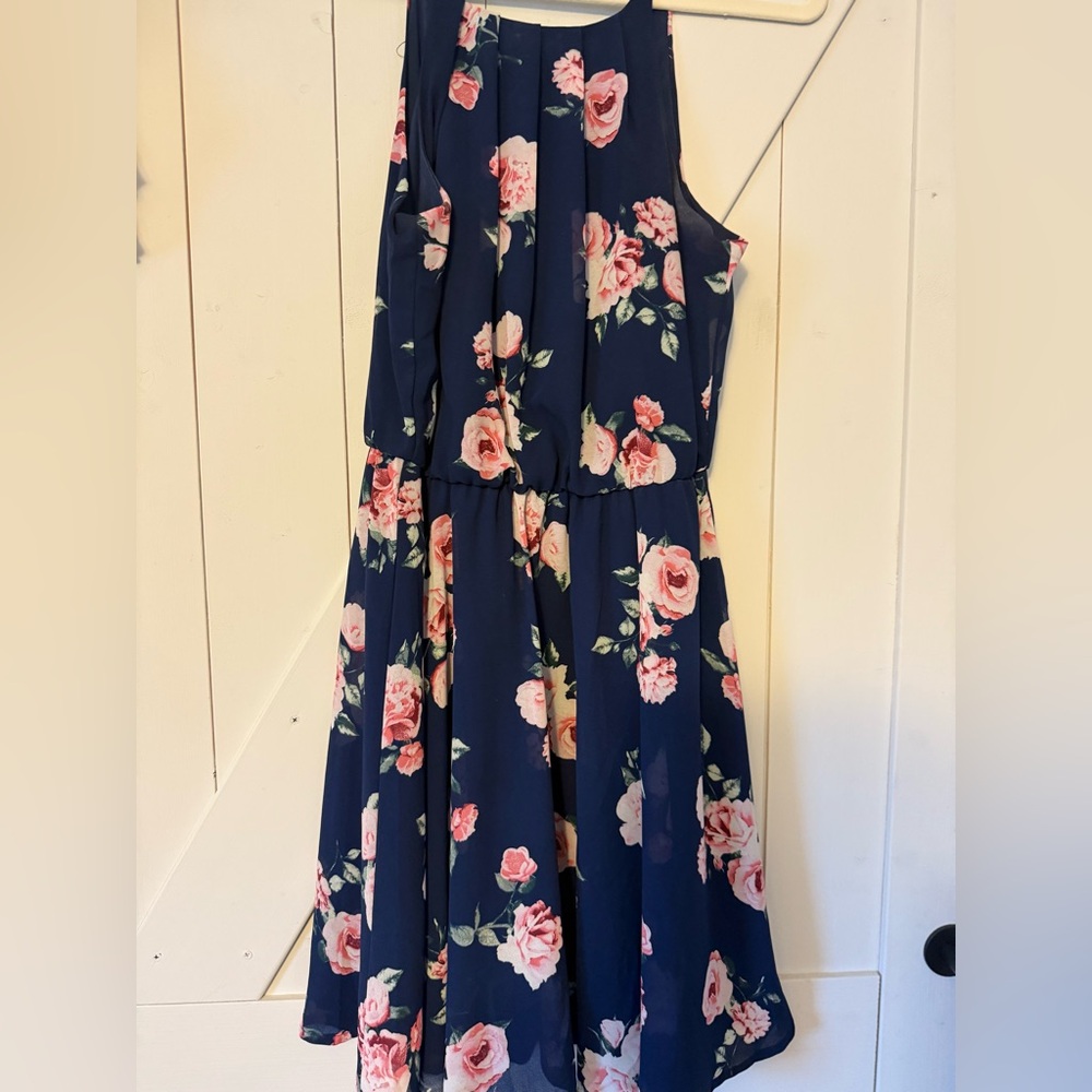 Navy Floral Midi Skirt